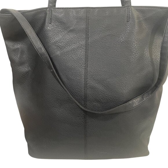 London Fog Tote Bag Black Brown Vegan Leather Shoulder Purse Work Carryall - Picture 9 of 10